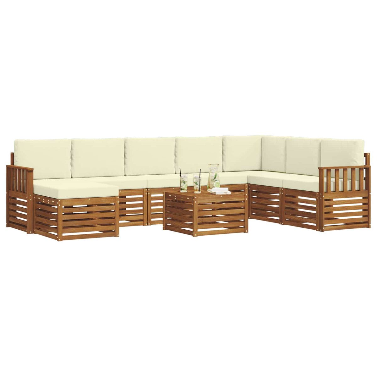 Set vanjskih sofa 9 kom. Prirodna i krem