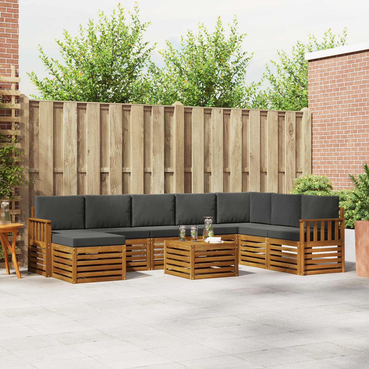 Set vanjskih sofa 9 kom. Prirodna i antracit