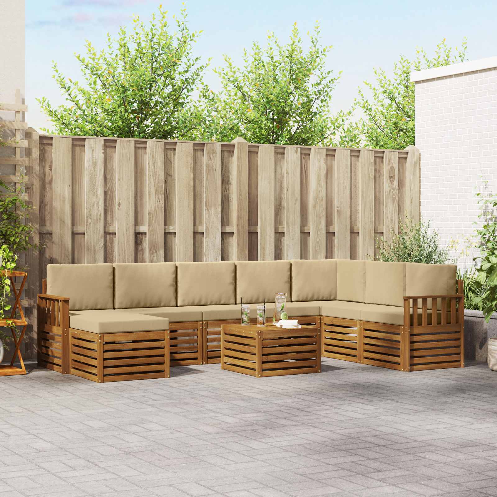 Set vanjskih sofa 9 kom. Prirodna i bež