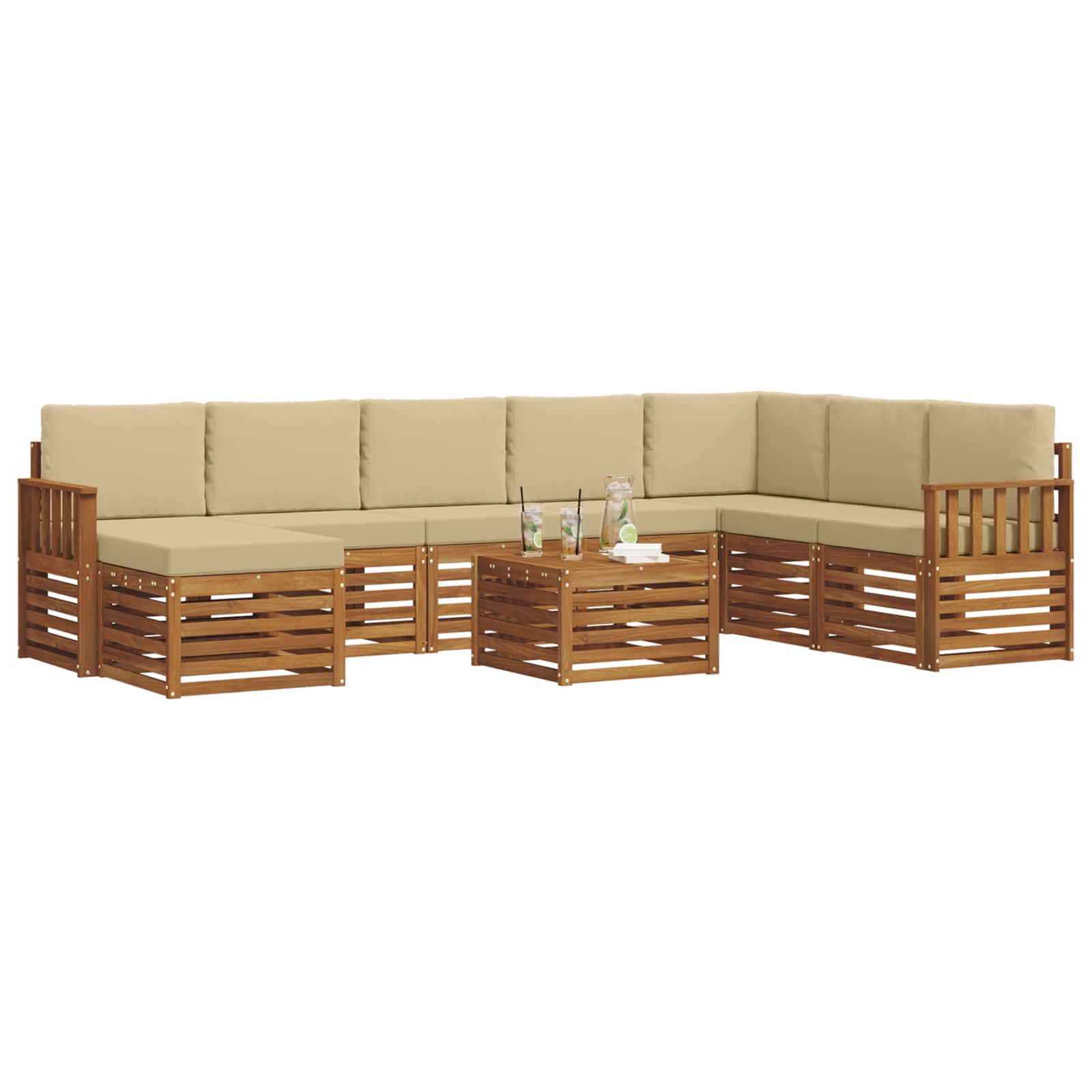 Set vanjskih sofa 9 kom. Prirodna i bež