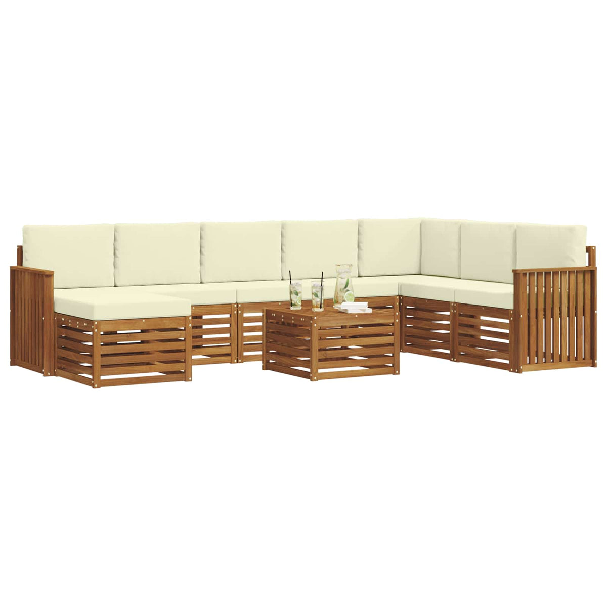 Set vanjskih sofa 9 kom. Prirodna i krem