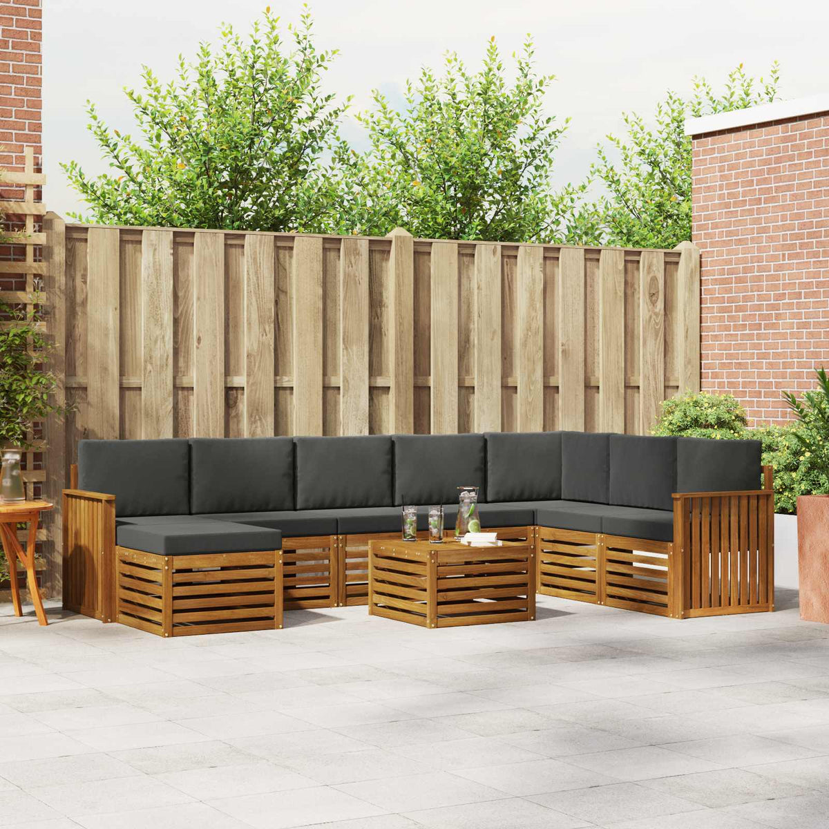 Set vanjskih sofa 9 kom. Prirodna i antracit
