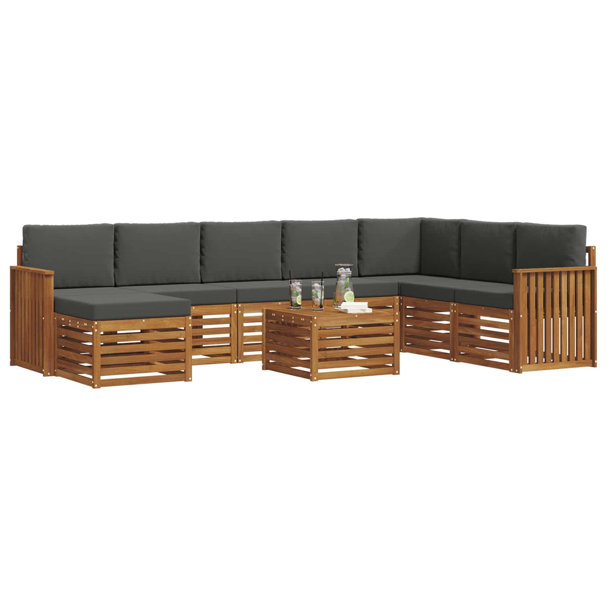 Set vanjskih sofa 9 kom. Prirodna i antracit