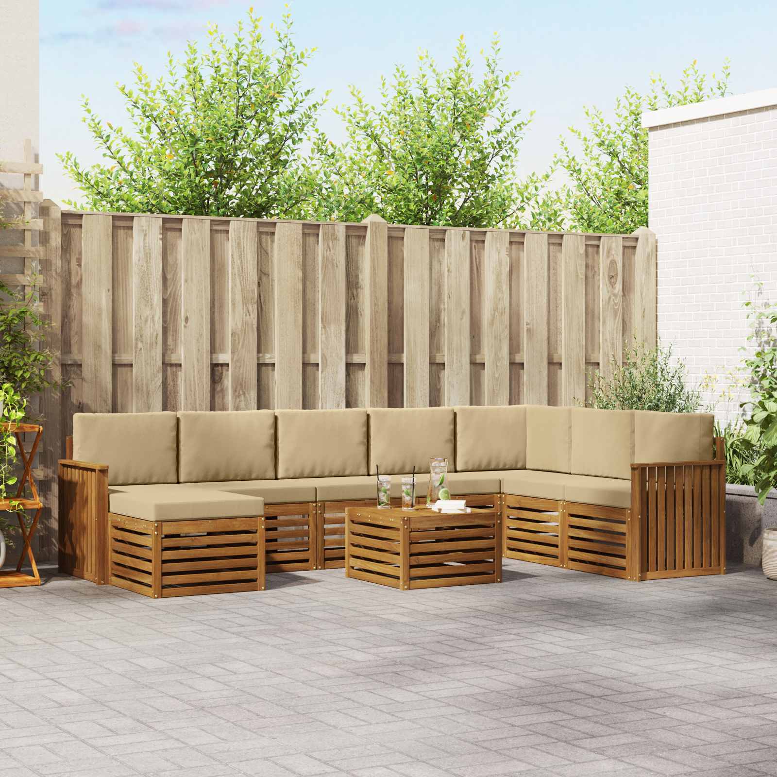 Set vanjskih sofa 9 kom. Prirodna i bež