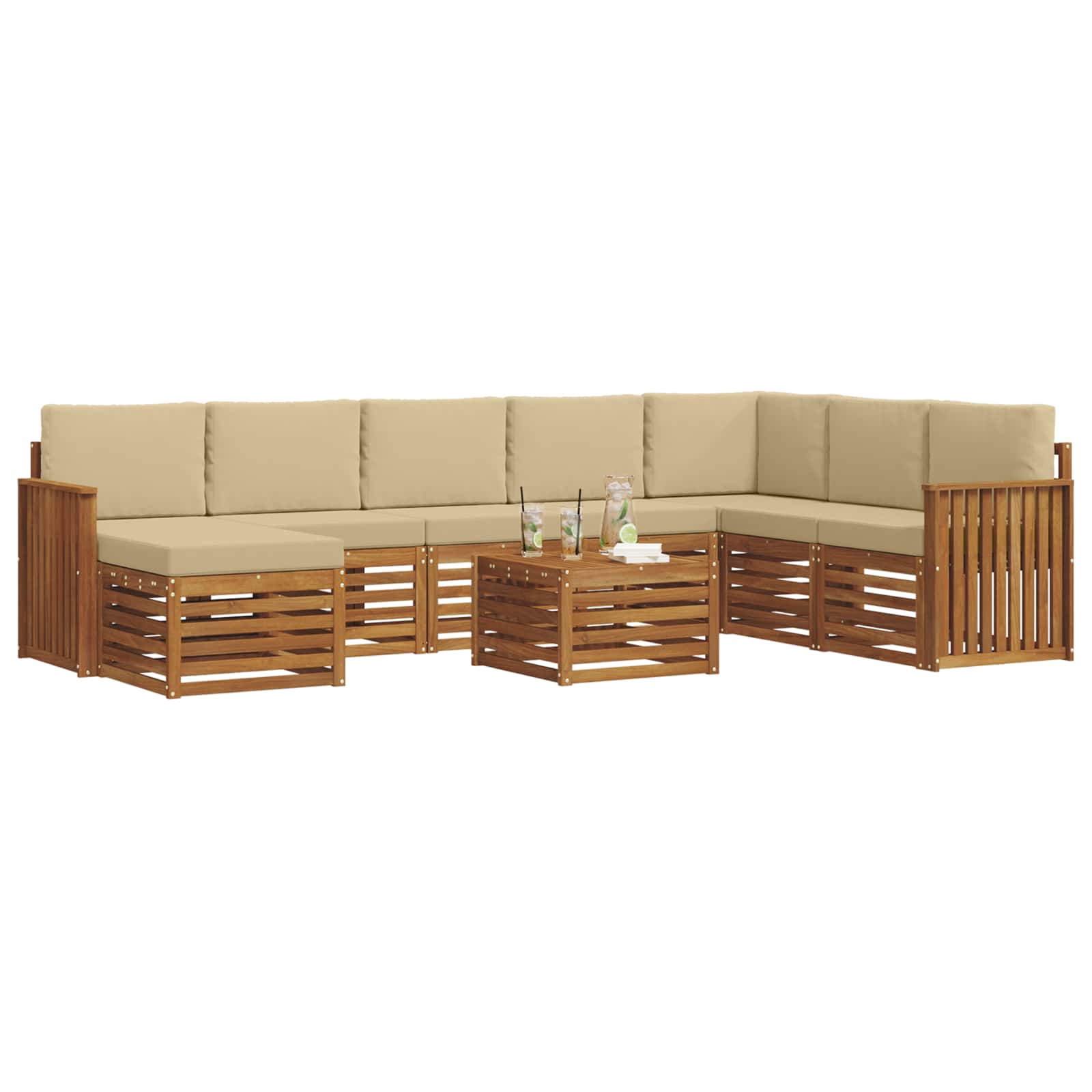 Set vanjskih sofa 9 kom. Prirodna i bež
