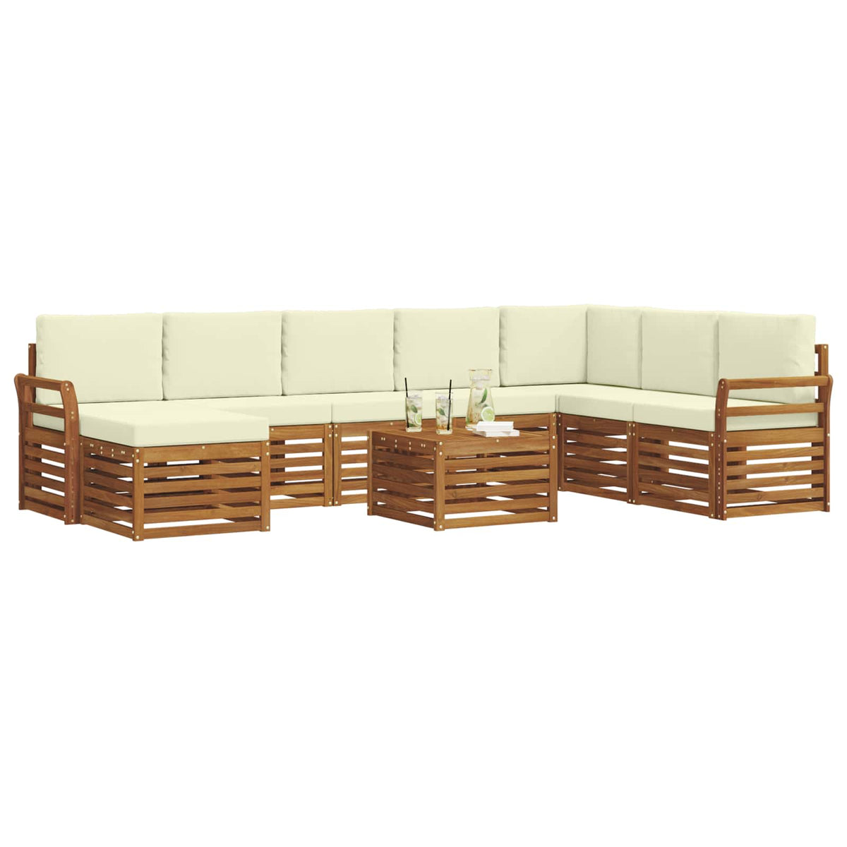 Set vanjskih sofa 9 kom. Prirodna i krem