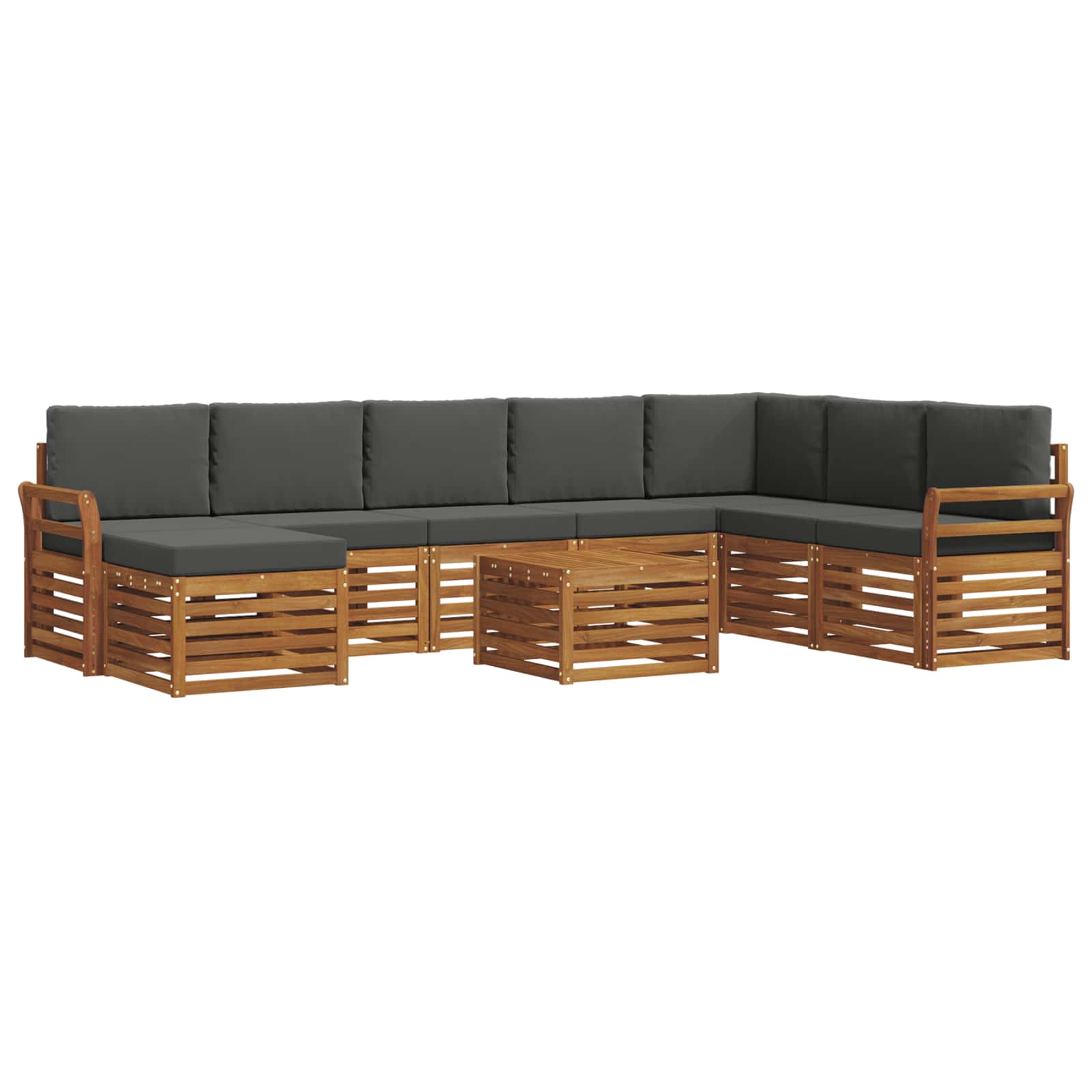 Set vanjskih sofa 9 pcs Prirodna i antracit Čvrsto drvo akacije