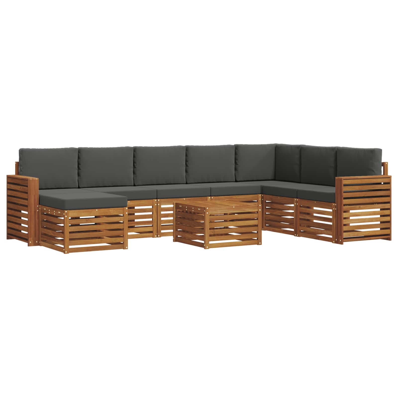 Set vanjskih sofa 9 pcs Prirodna i antracit Čvrsto drvo akacije