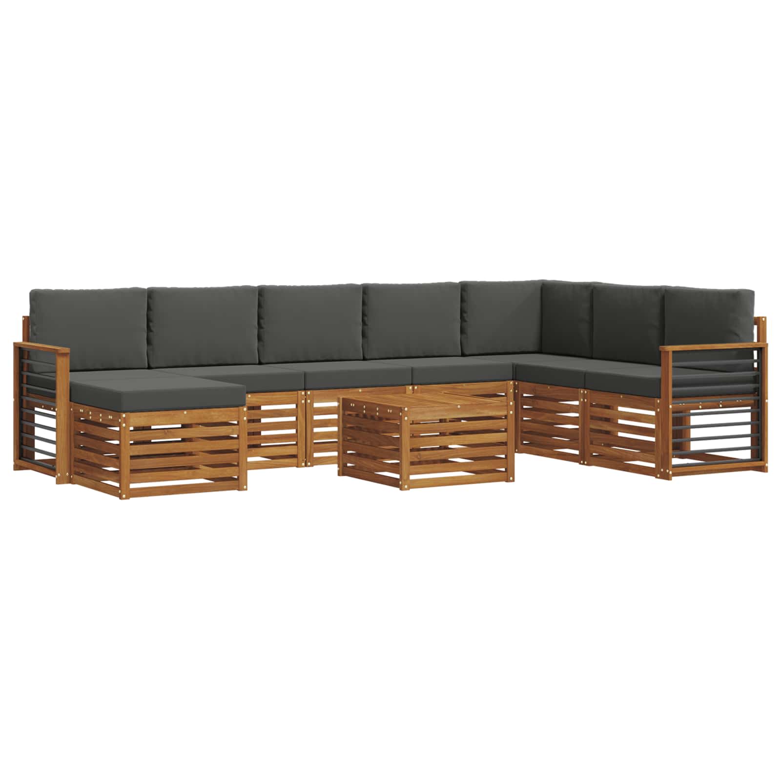 Set vanjskih sofa 9 pcs Prirodna i antracit Čvrsto drvo akacije