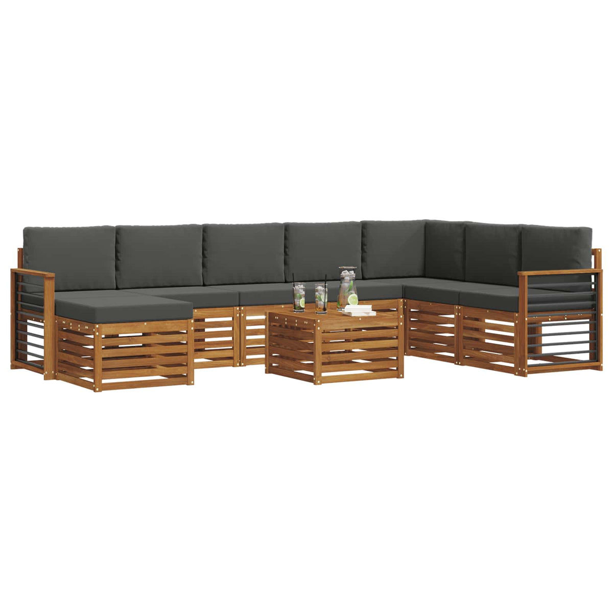 Set vanjskih sofa 9 kom. Prirodna i antracit