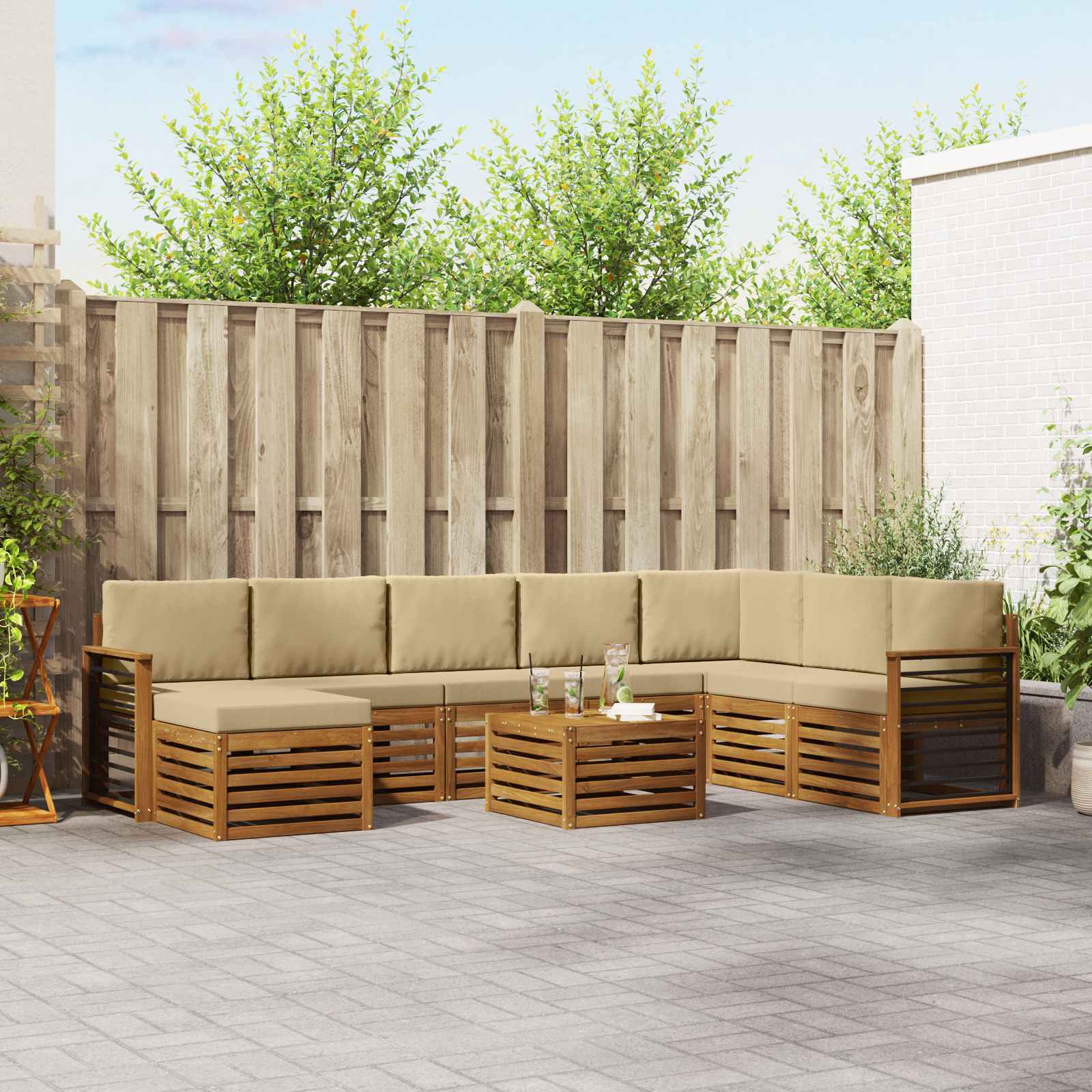 Set vanjskih sofa 9 kom. Prirodna i bež