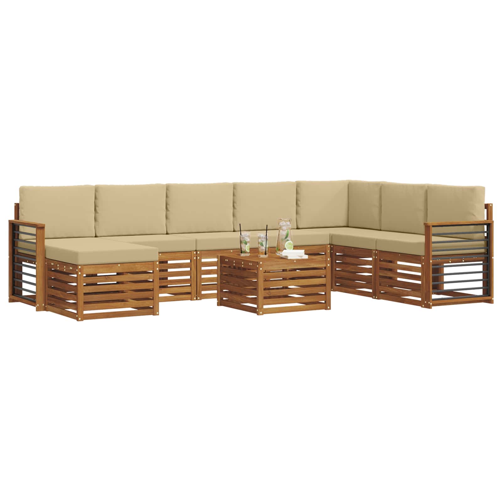 Set vanjskih sofa 9 kom. Prirodna i bež