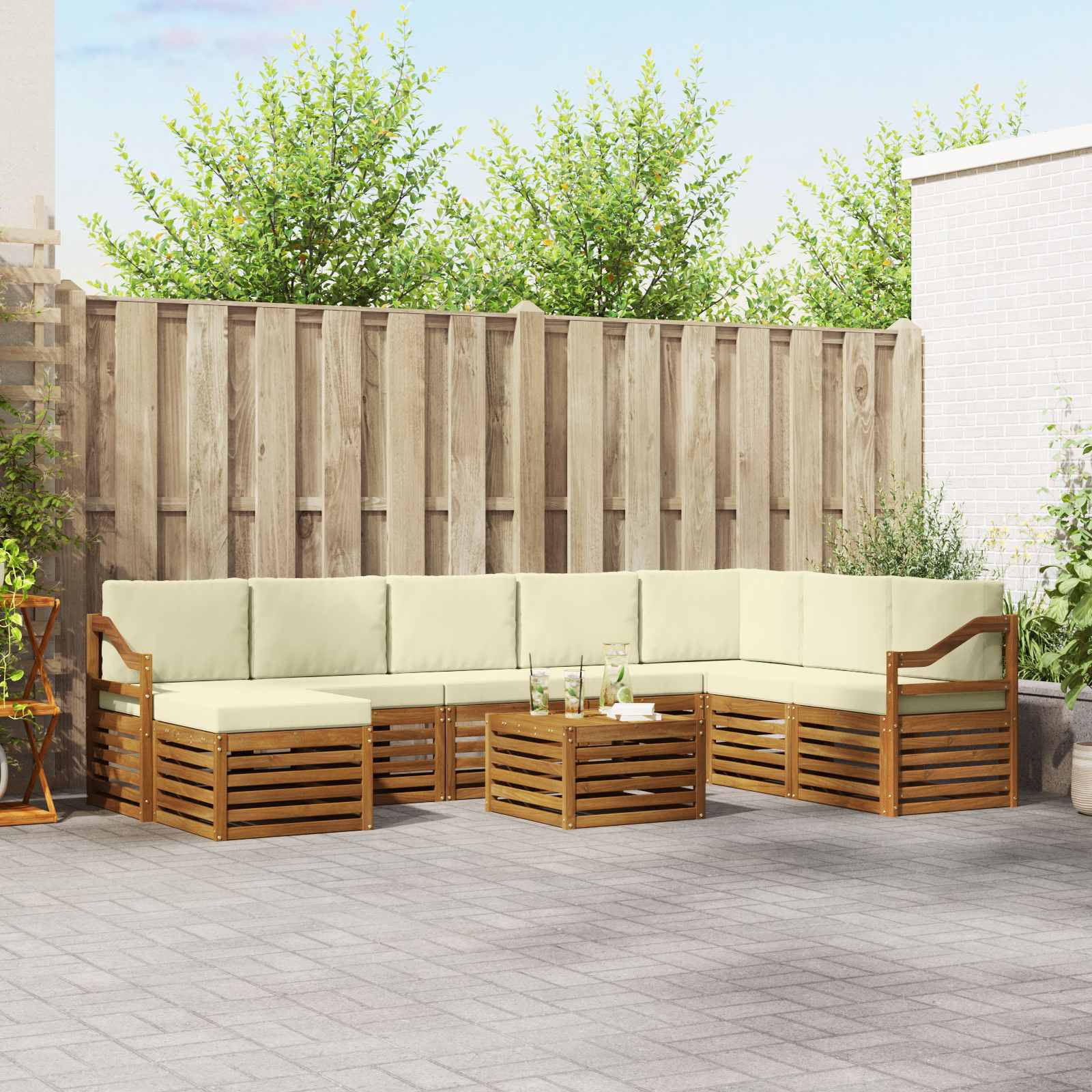 Set vanjskih sofa 9 kom. Prirodna i krem