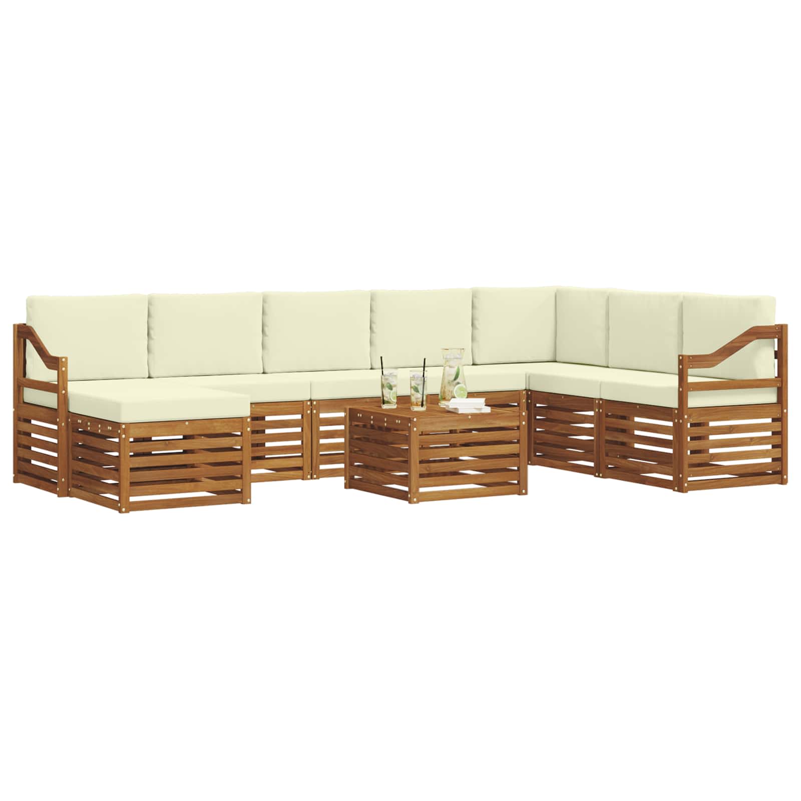 Set vanjskih sofa 9 kom. Prirodna i krem