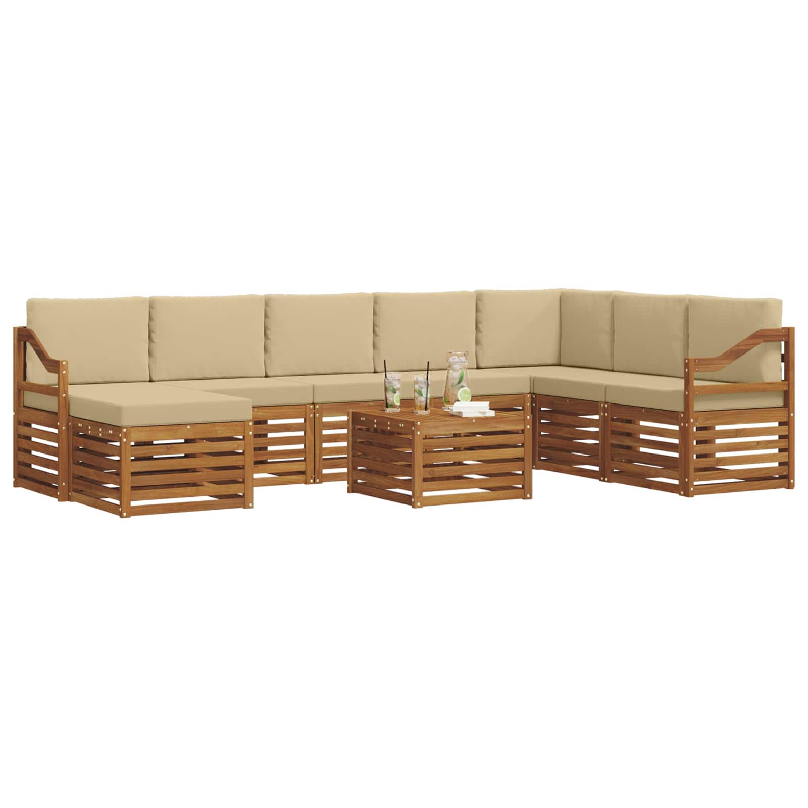 Set vanjskih sofa 9 kom. Prirodna i bež