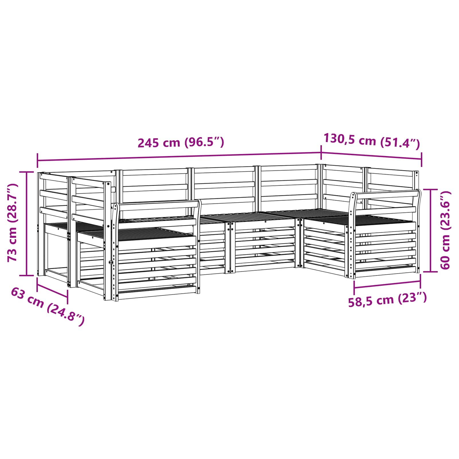 Sekcijska garnitura 6 pcs Prirodna
