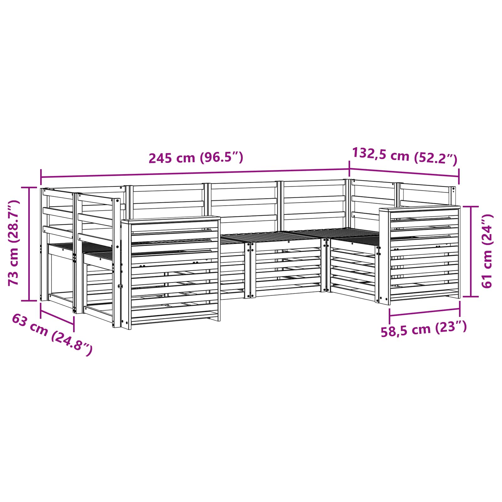 Sekcijska garnitura 6 pcs Prirodna