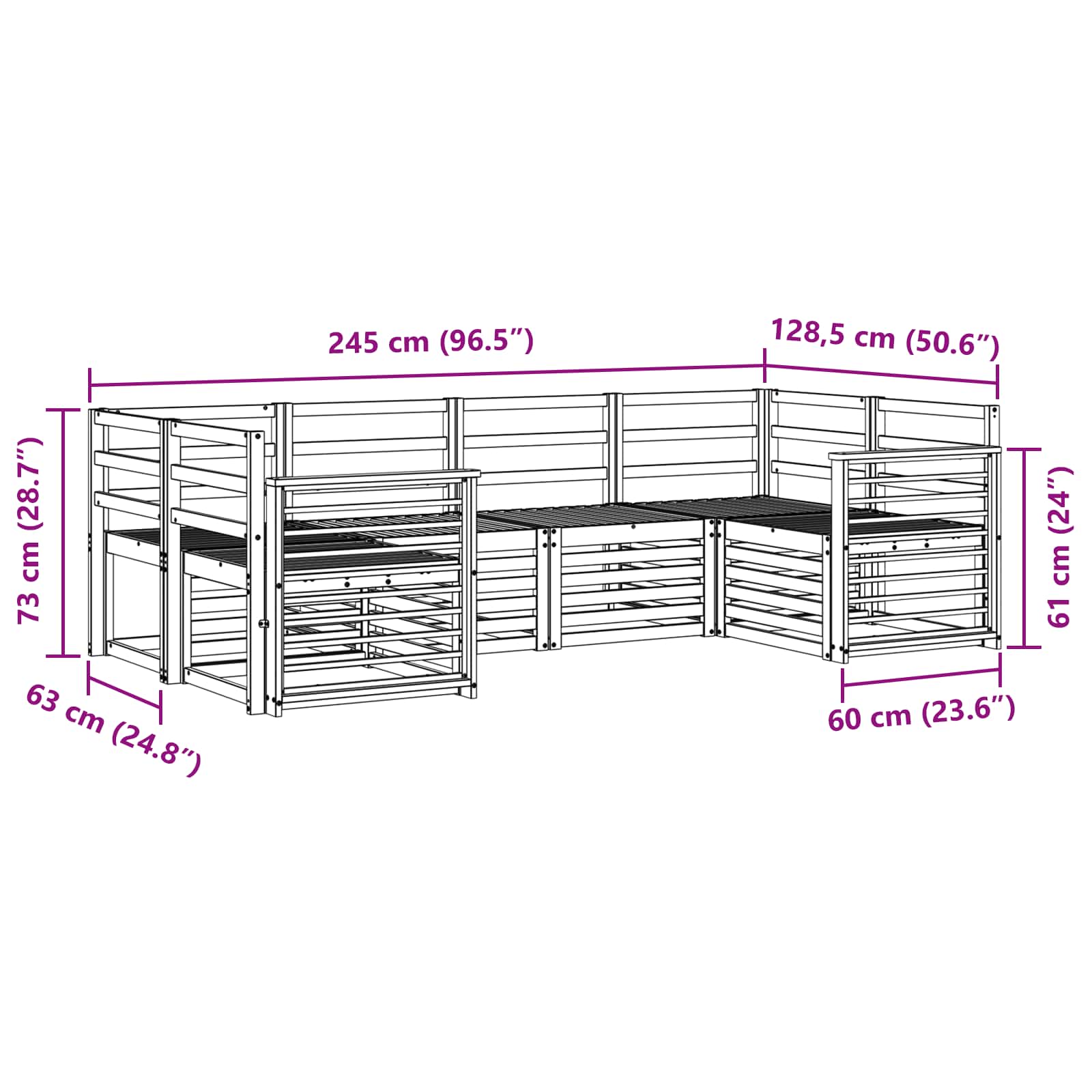 Setovi sofa 6 pcs Prirodna Čvrsto drvo akacije