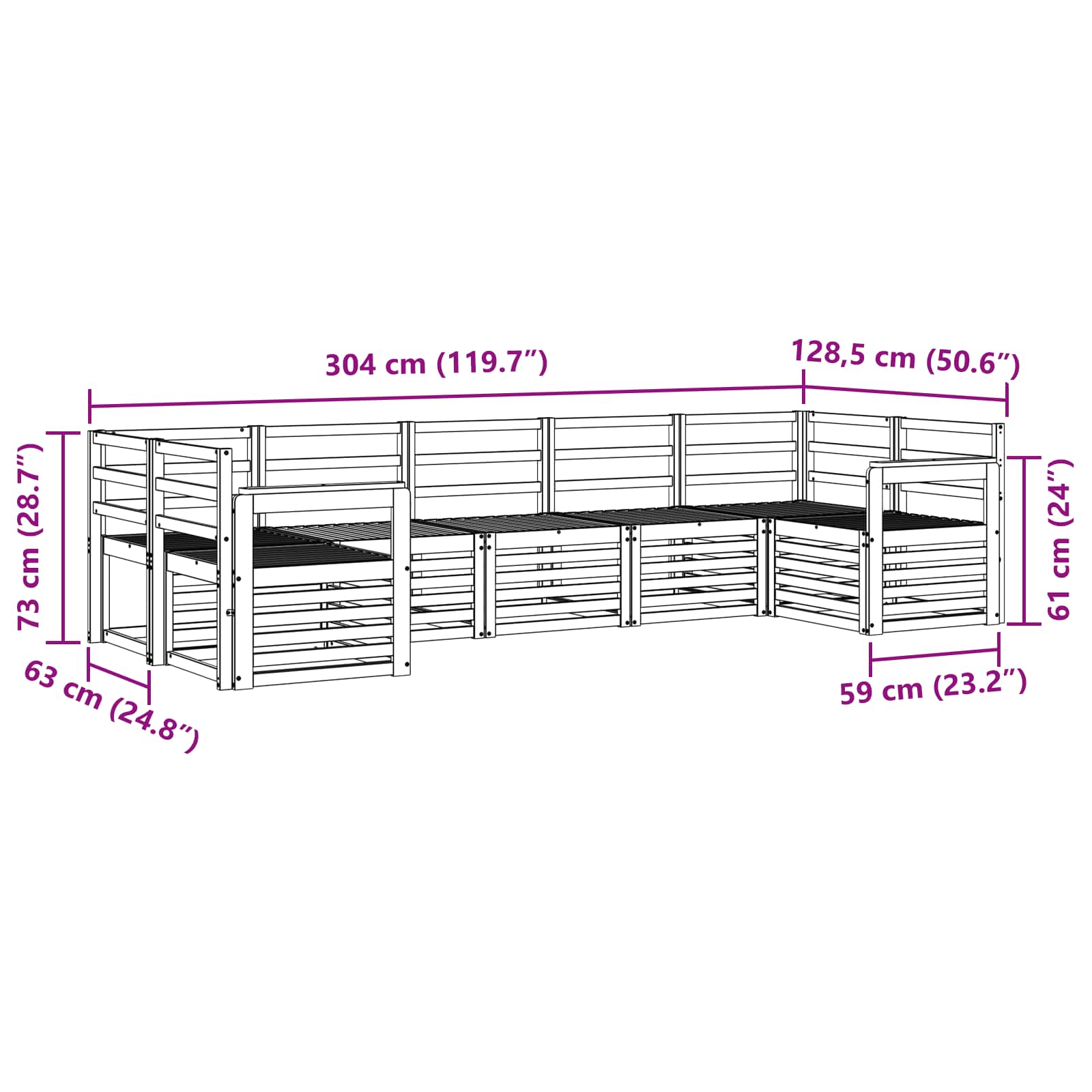 Sekcijska garnitura 7 pcs Prirodna
