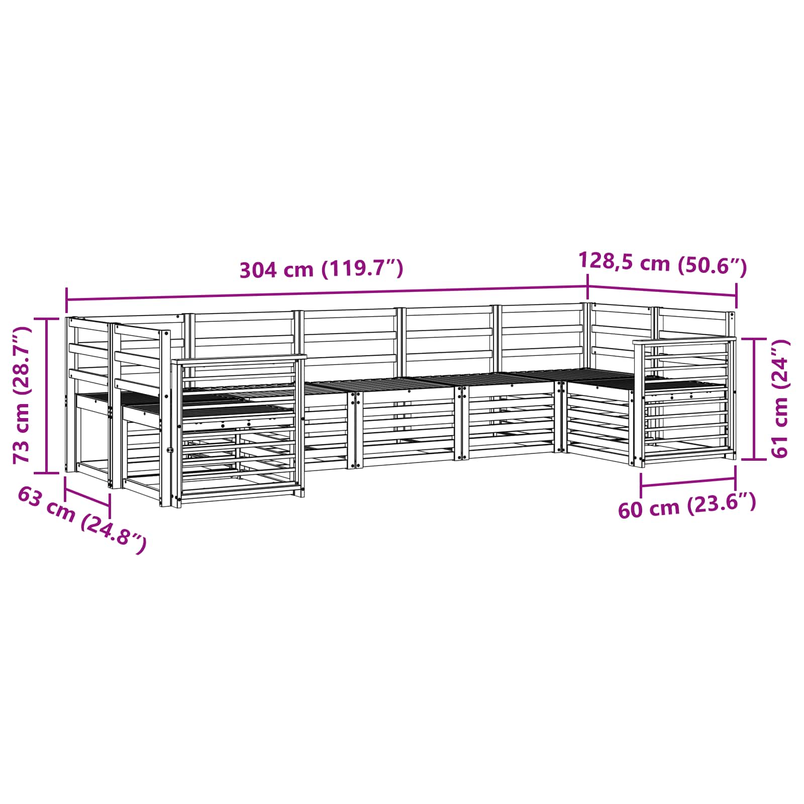 Sekcijska garnitura 7 pcs Prirodna