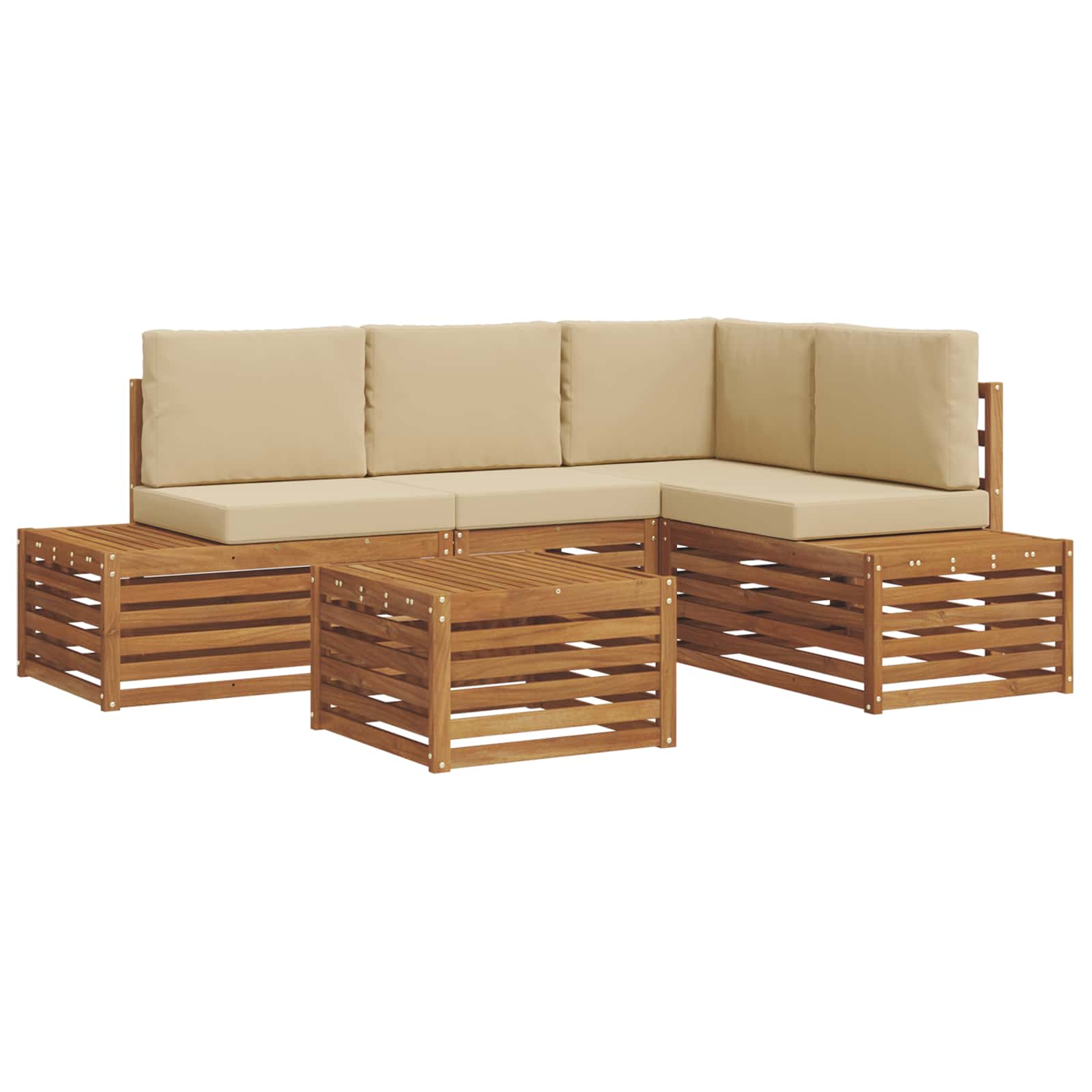 Set vanjskih sofa s jastukom Prirodna i bež 59 x 59 x 37 cm