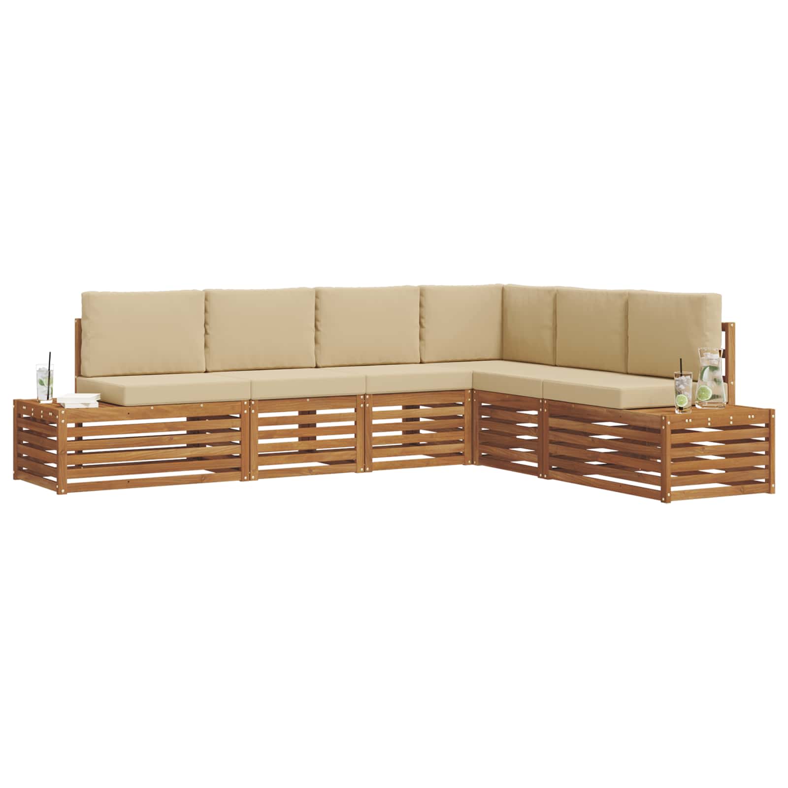 Set vanjskih sofa s jastukom Prirodna i bež 273 x 213,5 x 73 cm