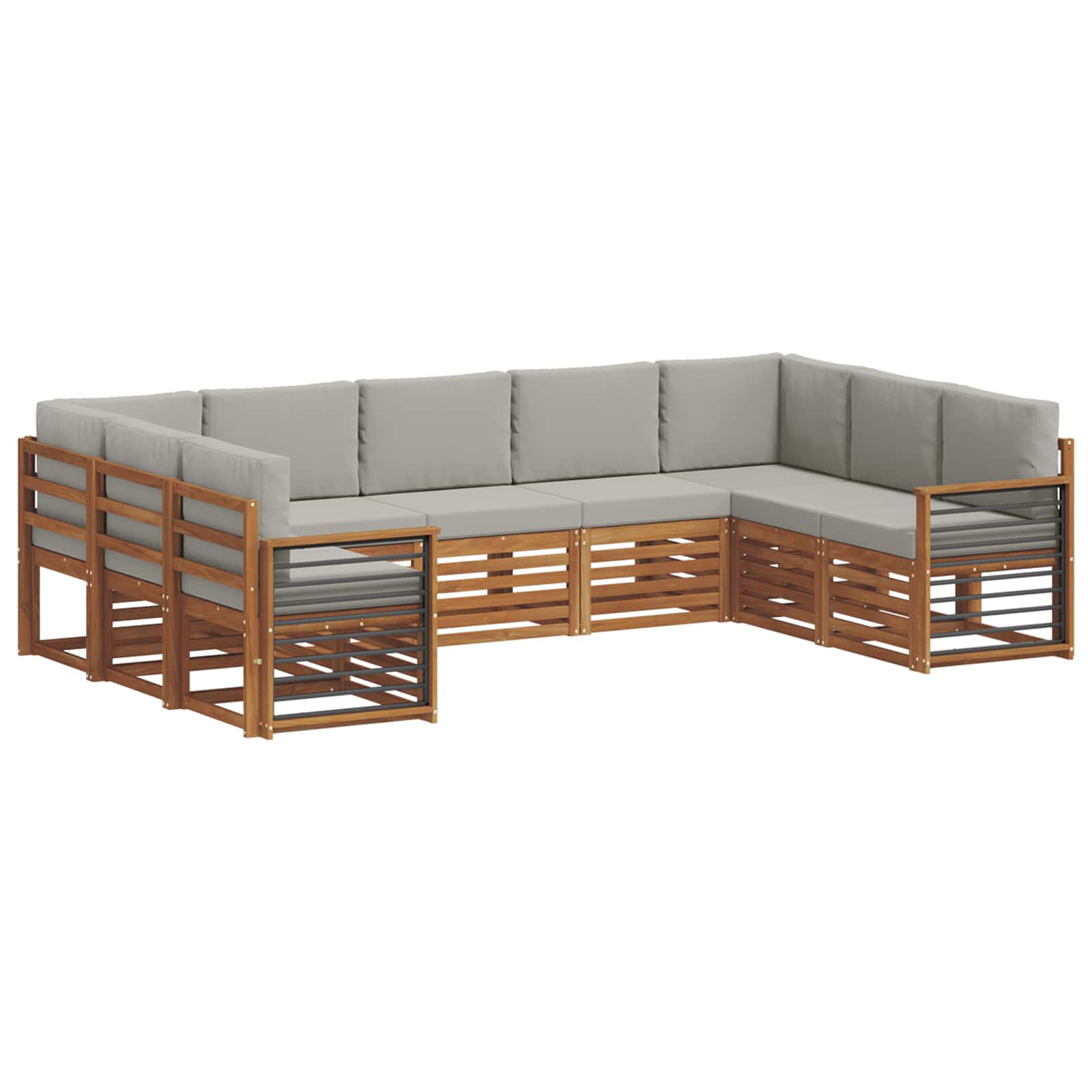 Sekcijska garnitura s jastukom 9 pcs Prirodna i svijetlo siva