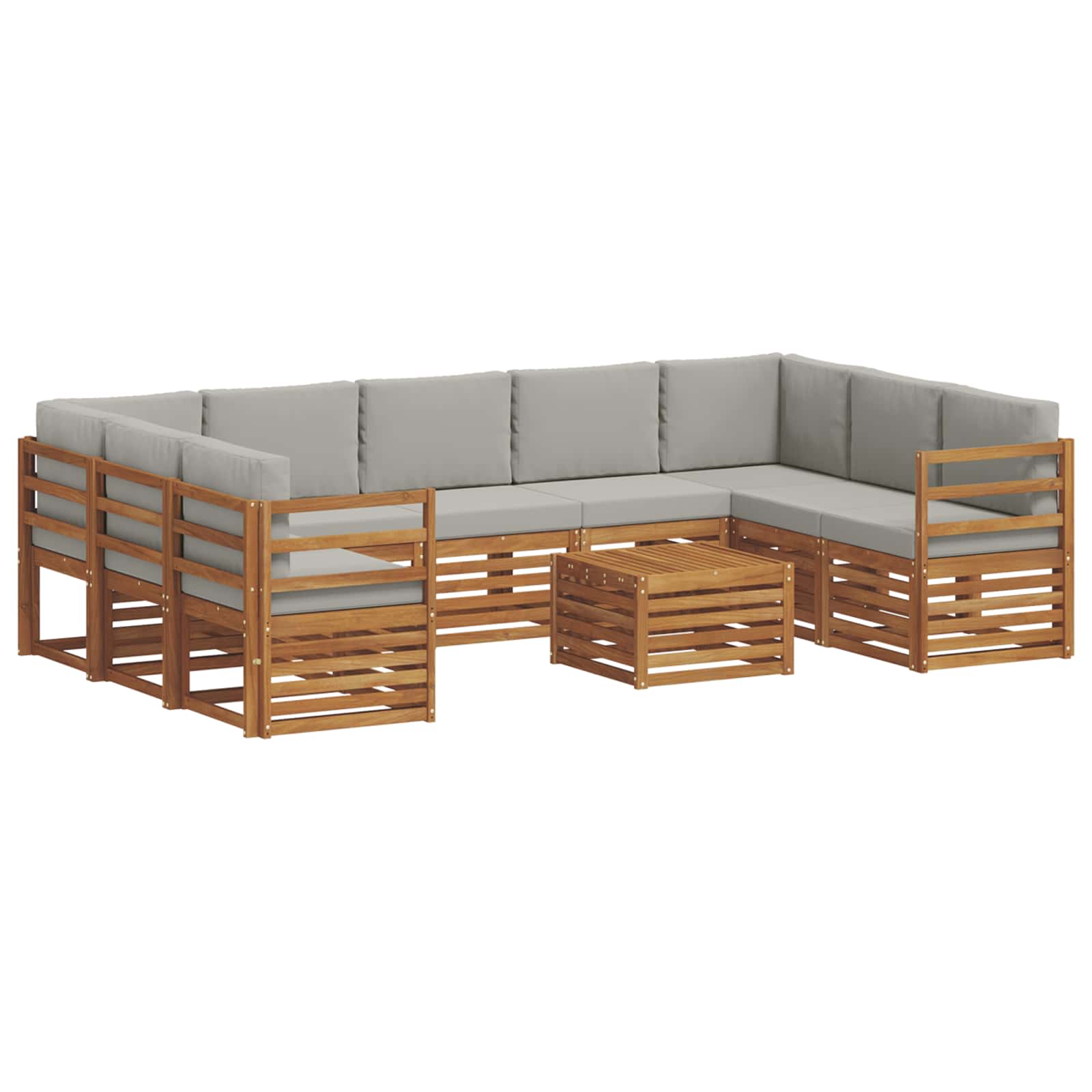 Set vanjskih sofa 10 kom. Prirodna i svjetlosiva