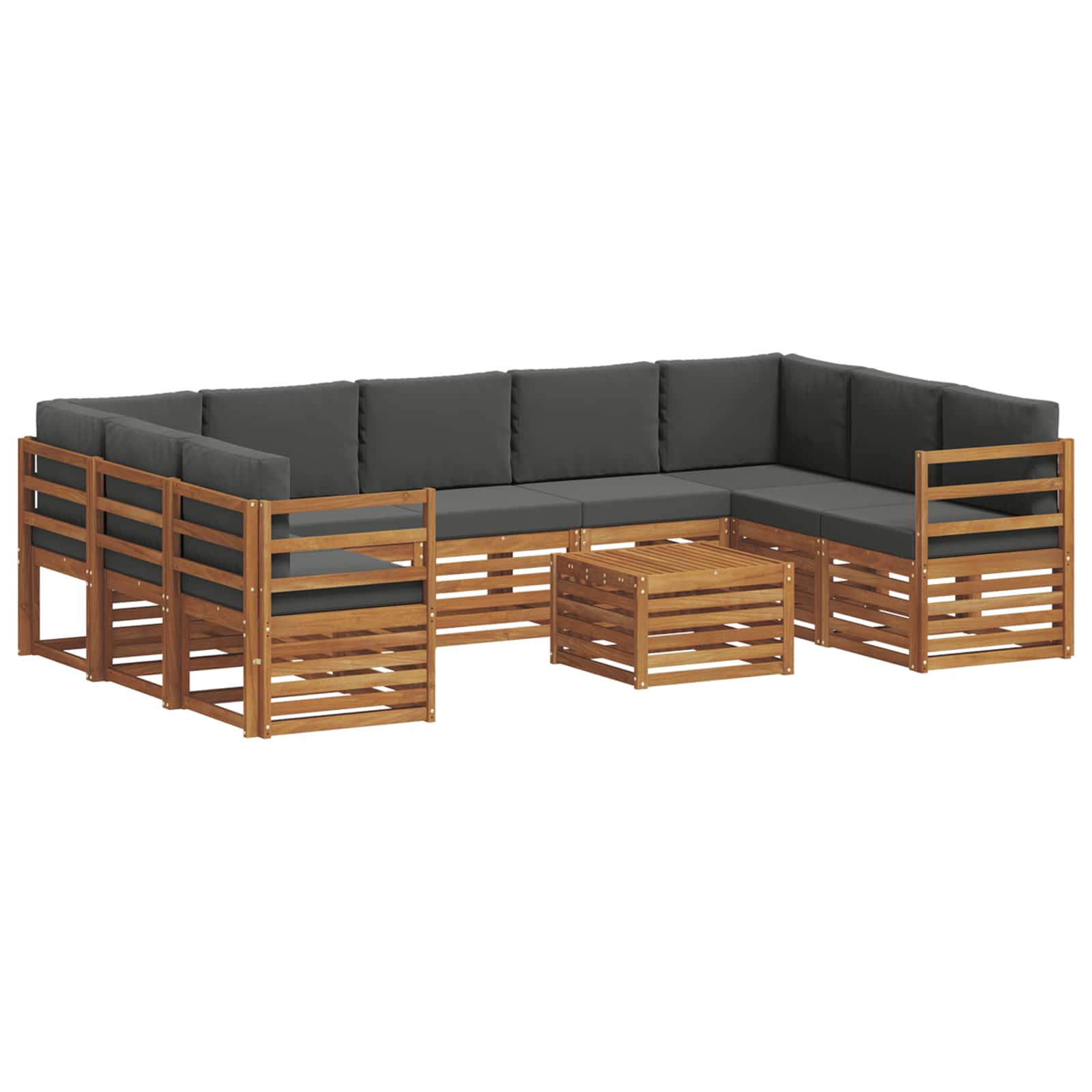 Setovi sofa 10 pcs Prirodna i antracit Čvrsto drvo akacije