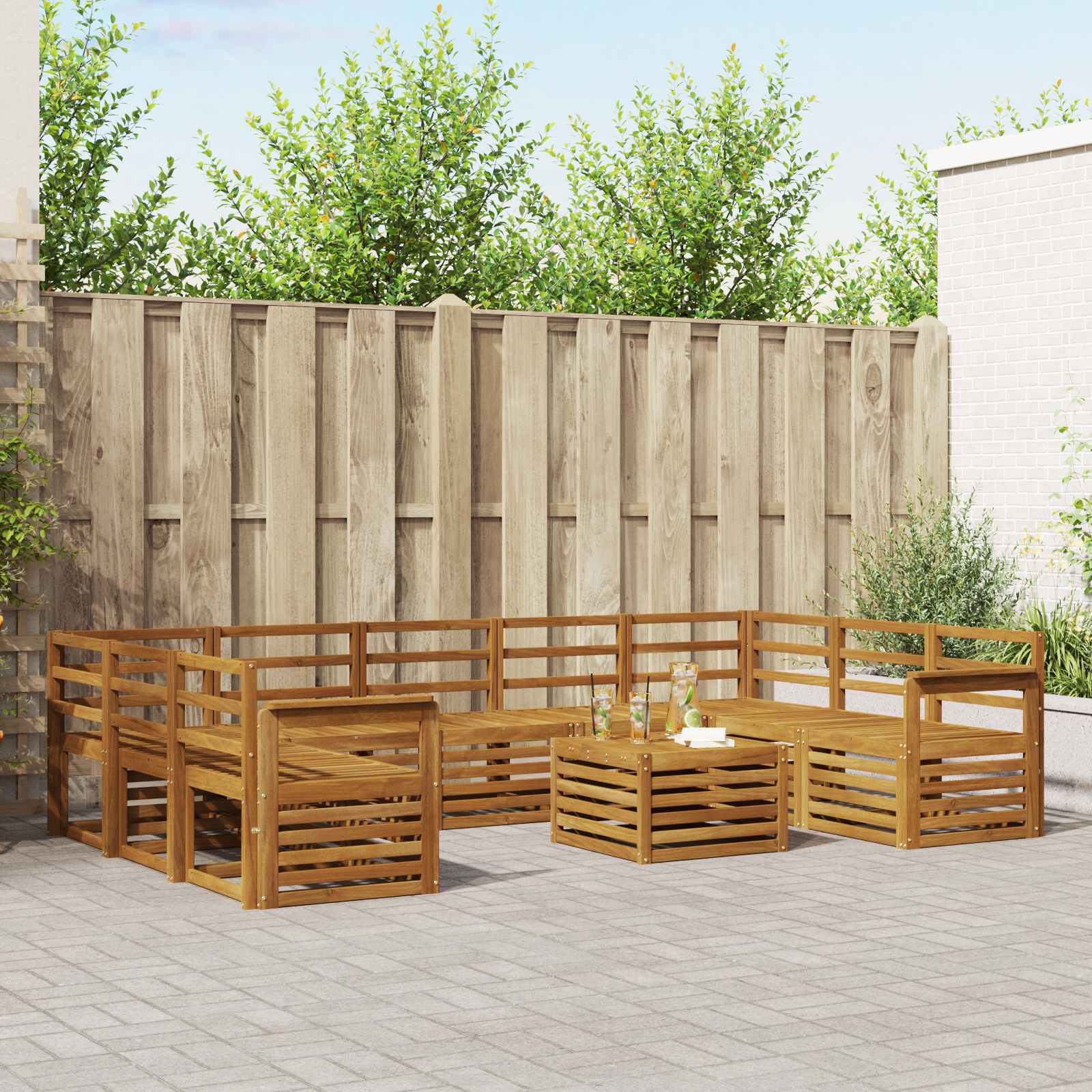 Setovi sofa 10 pcs Prirodna Čvrsto drvo akacije