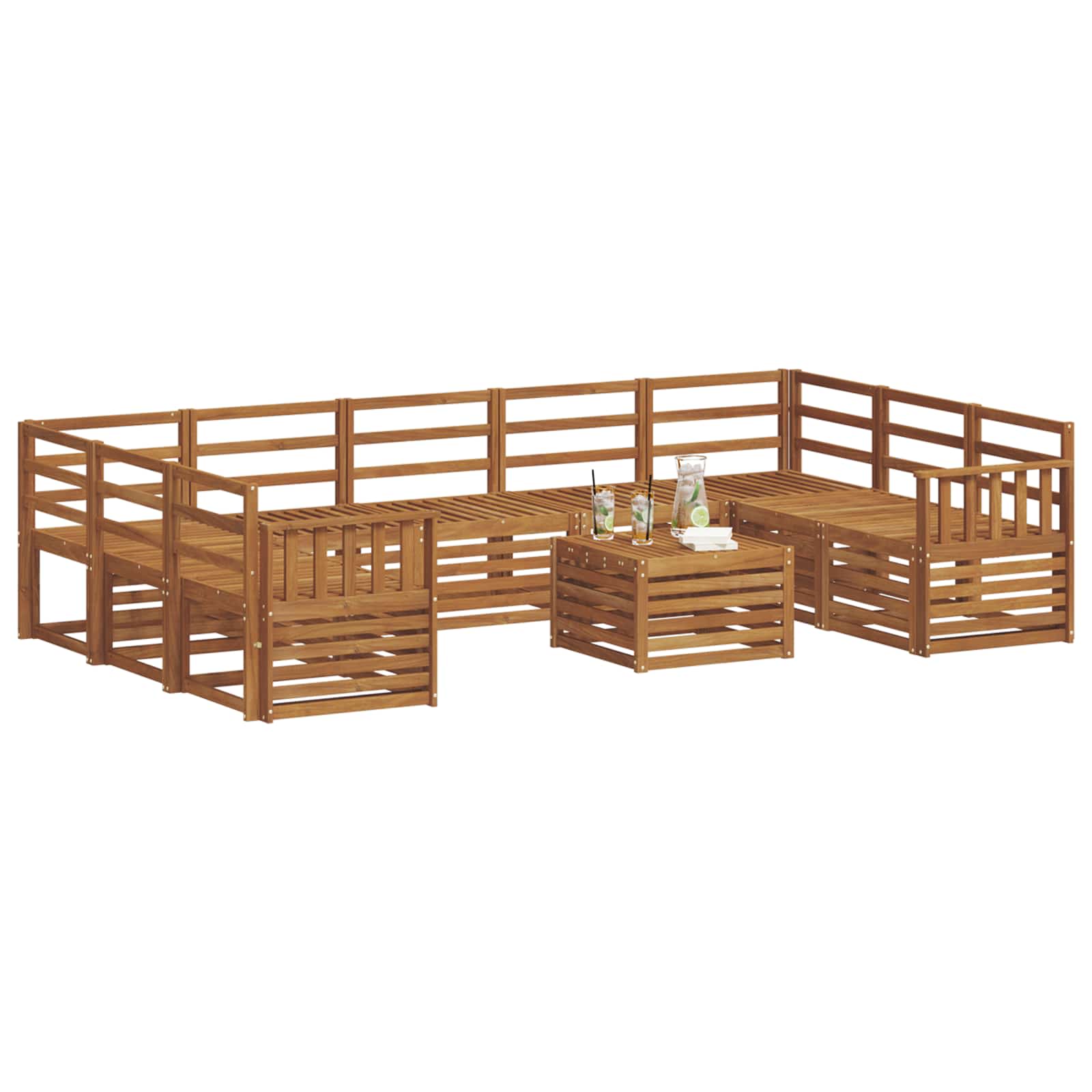 Setovi sofa 10 pcs Prirodna Čvrsto drvo akacije