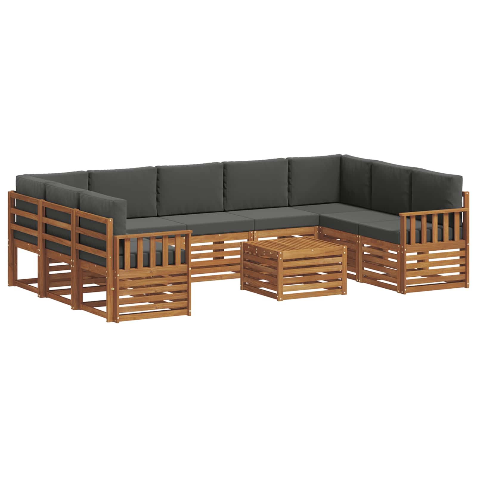 Set vanjskih sofa 10 kom. Prirodna i antracit