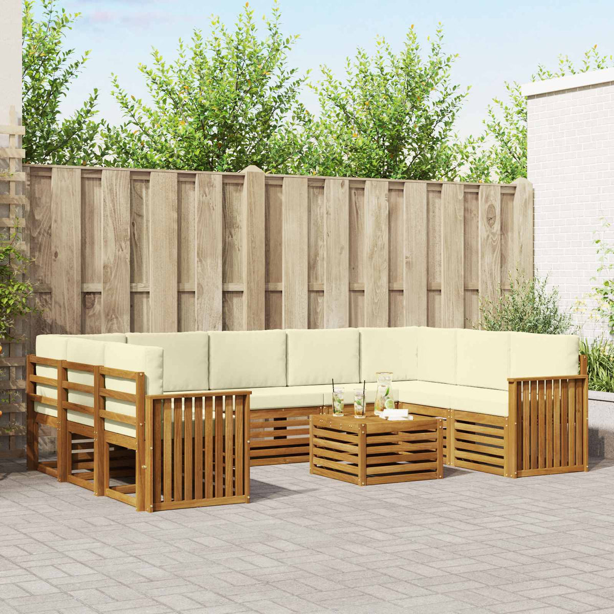 Set vanjskih sofa 10 kom. Prirodna i krem