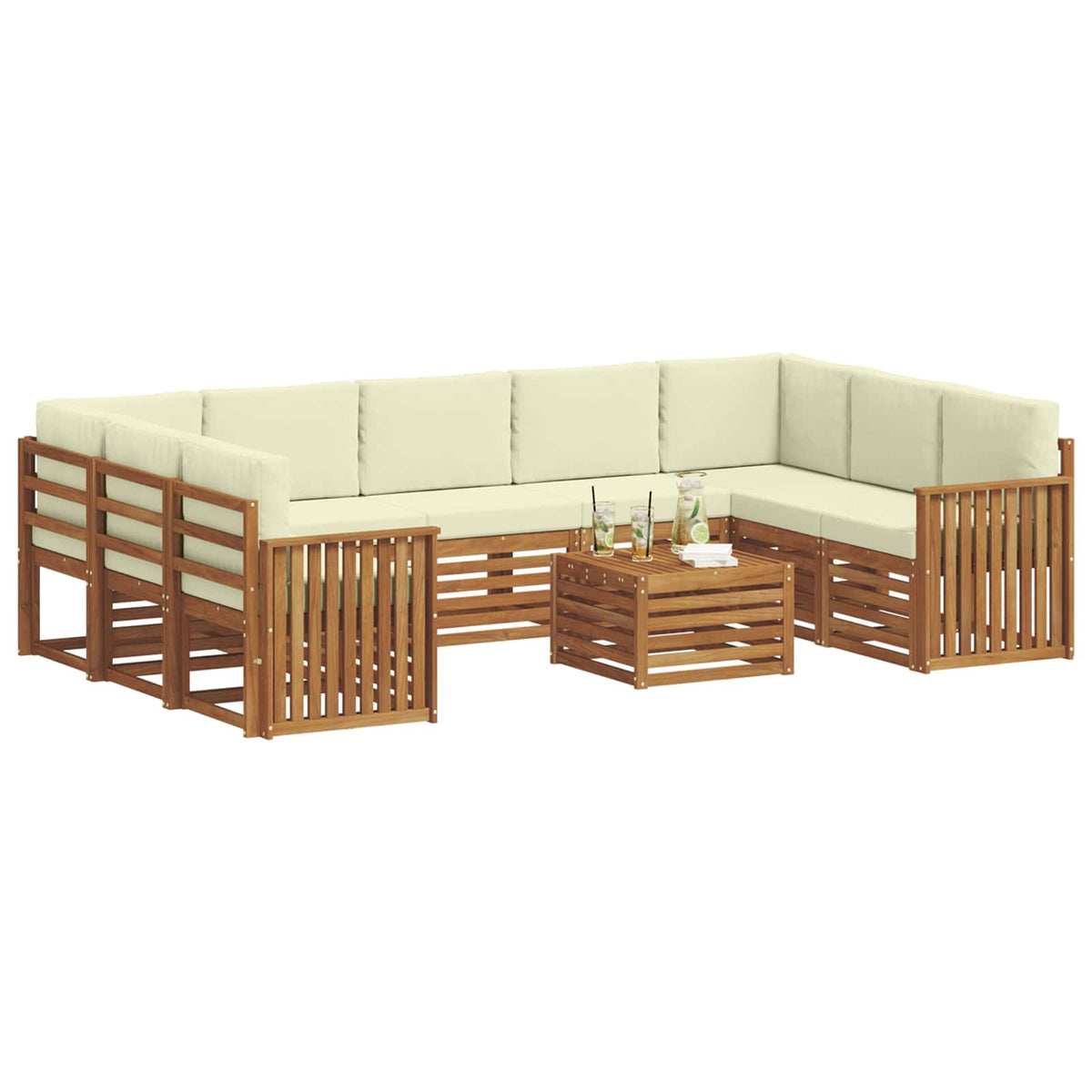 Set vanjskih sofa 10 kom. Prirodna i krem