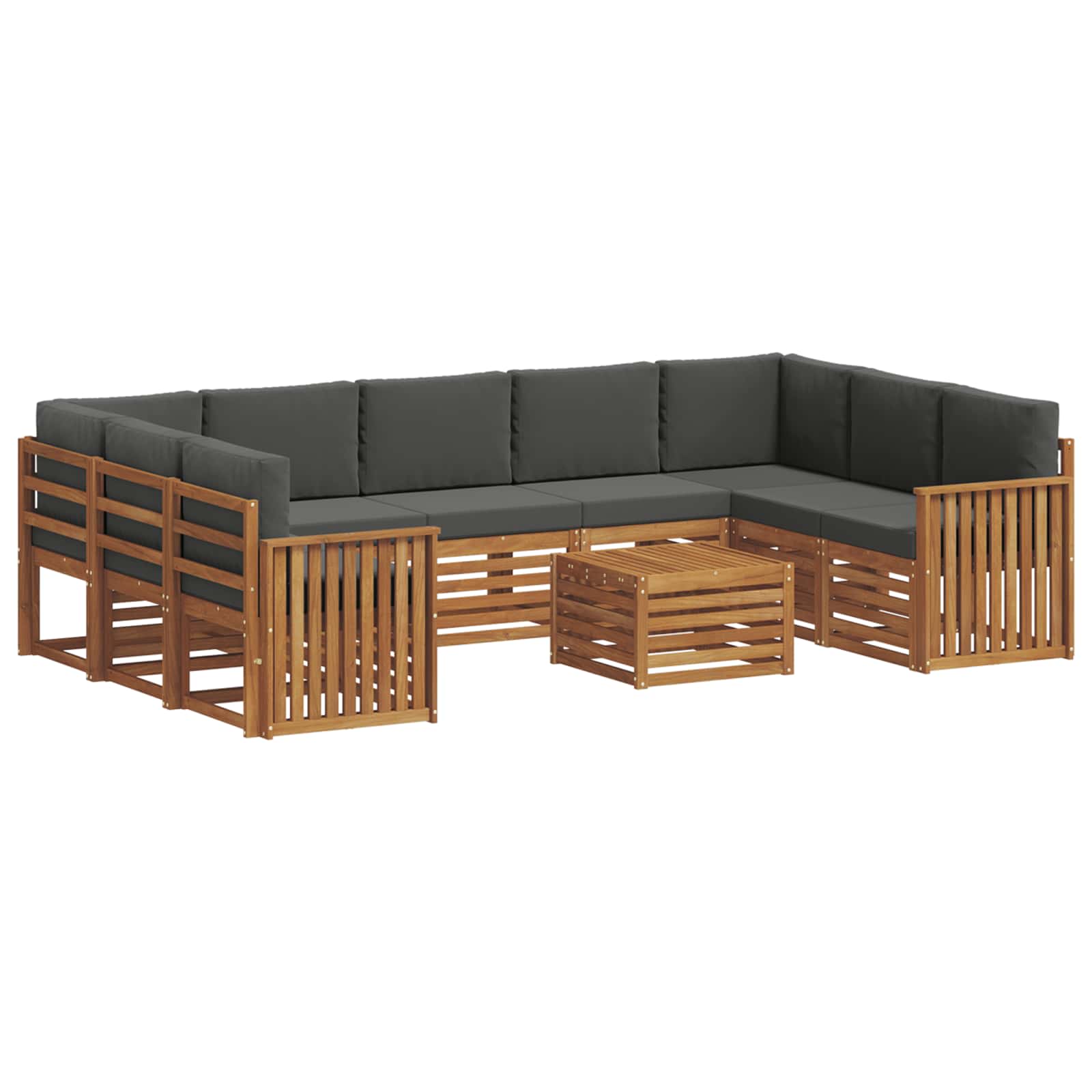 Setovi sofa 10 pcs Prirodna i antracit Čvrsto drvo akacije