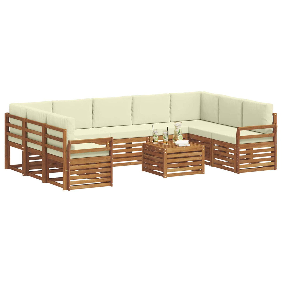 Set vanjskih sofa 10 kom. Prirodna i krem