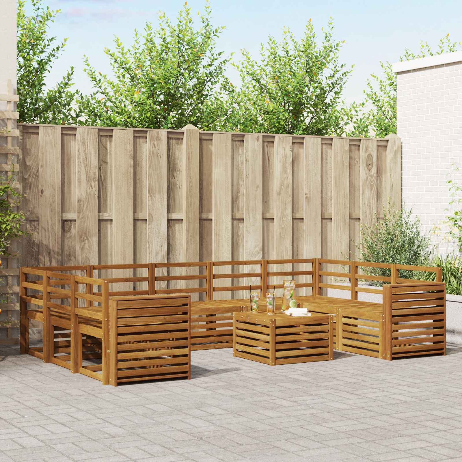 Setovi sofa 10 pcs Prirodna Čvrsto drvo akacije
