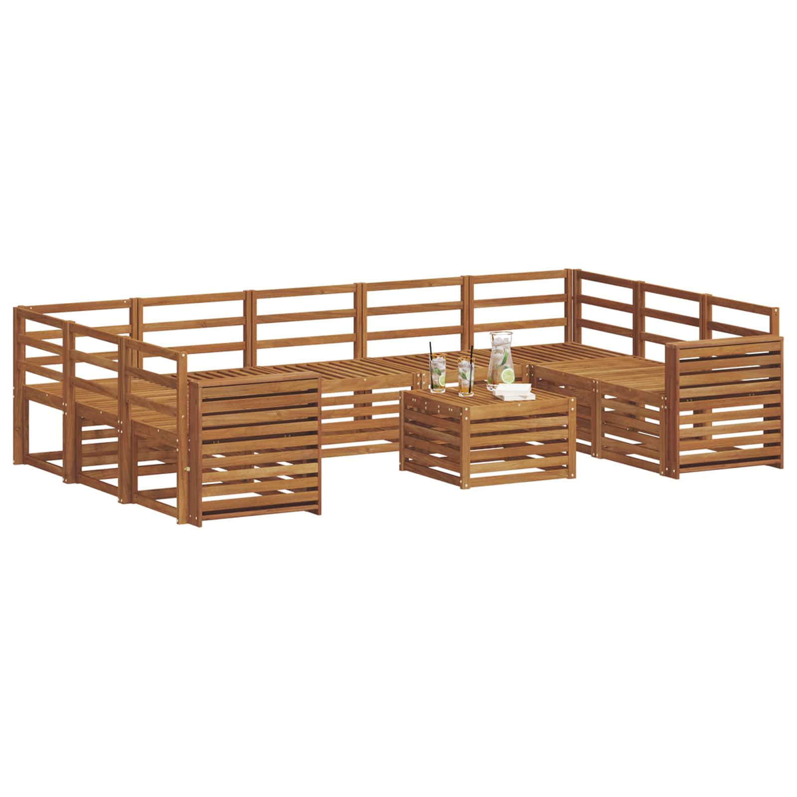 Setovi sofa 10 pcs Prirodna Čvrsto drvo akacije