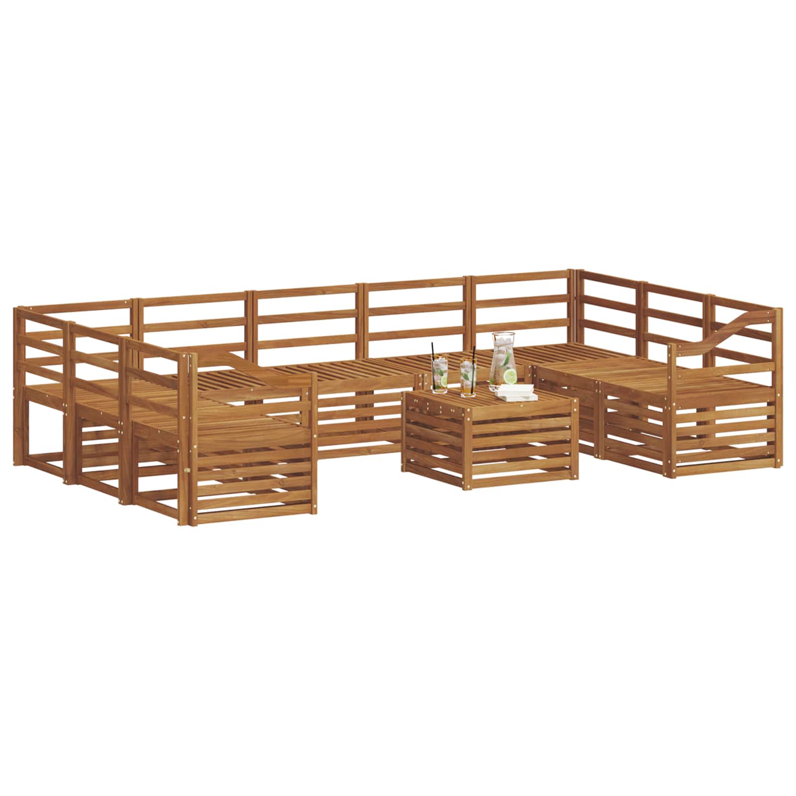 Setovi sofa 10 pcs Prirodna Čvrsto drvo akacije