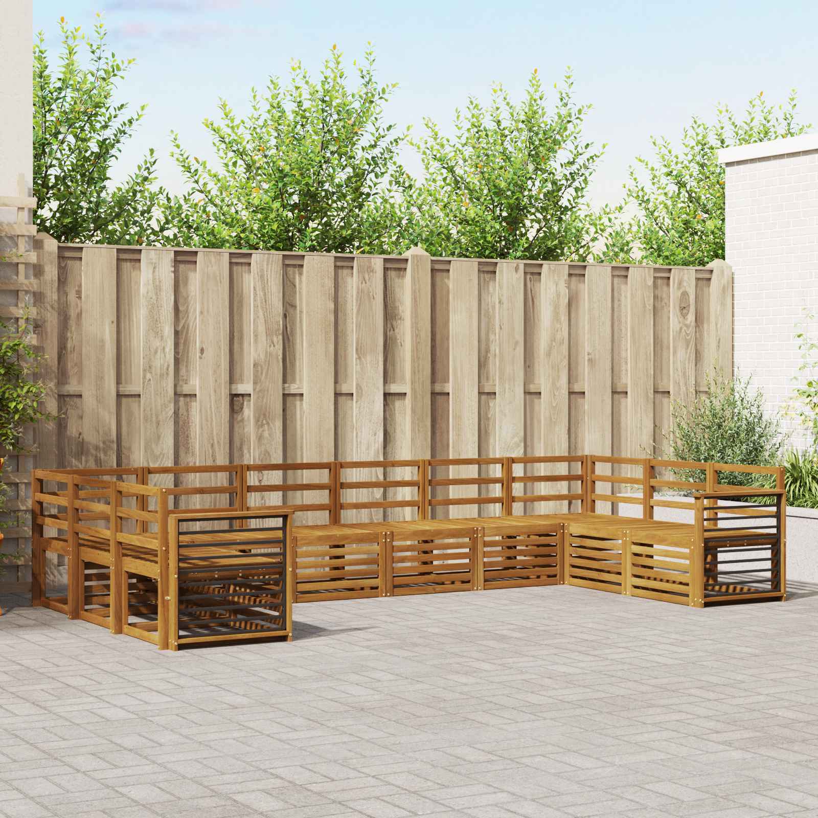 Setovi sofa 10 pcs Prirodna Čvrsto drvo akacije