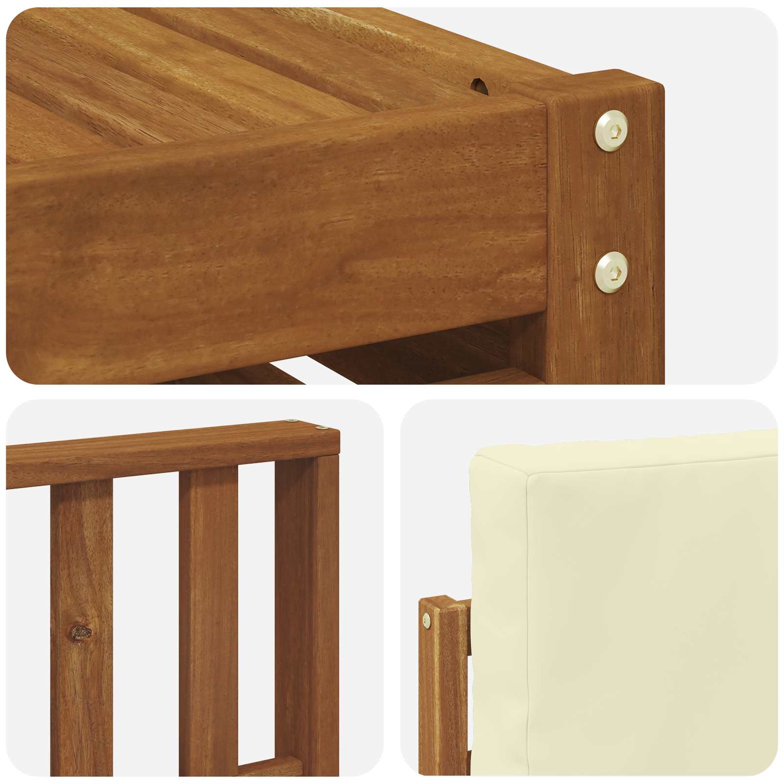 Set vanjskih sofa 11 pcs Prirodna i krem Čvrsto drvo akacije
