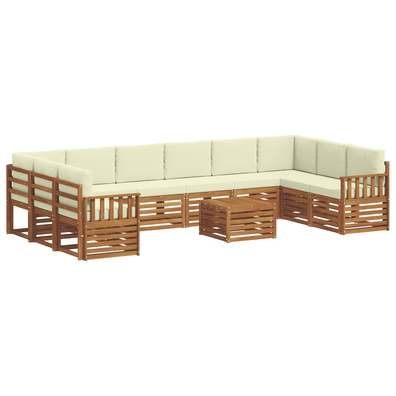 Set vanjskih sofa 11 pcs Prirodna i krem Čvrsto drvo akacije
