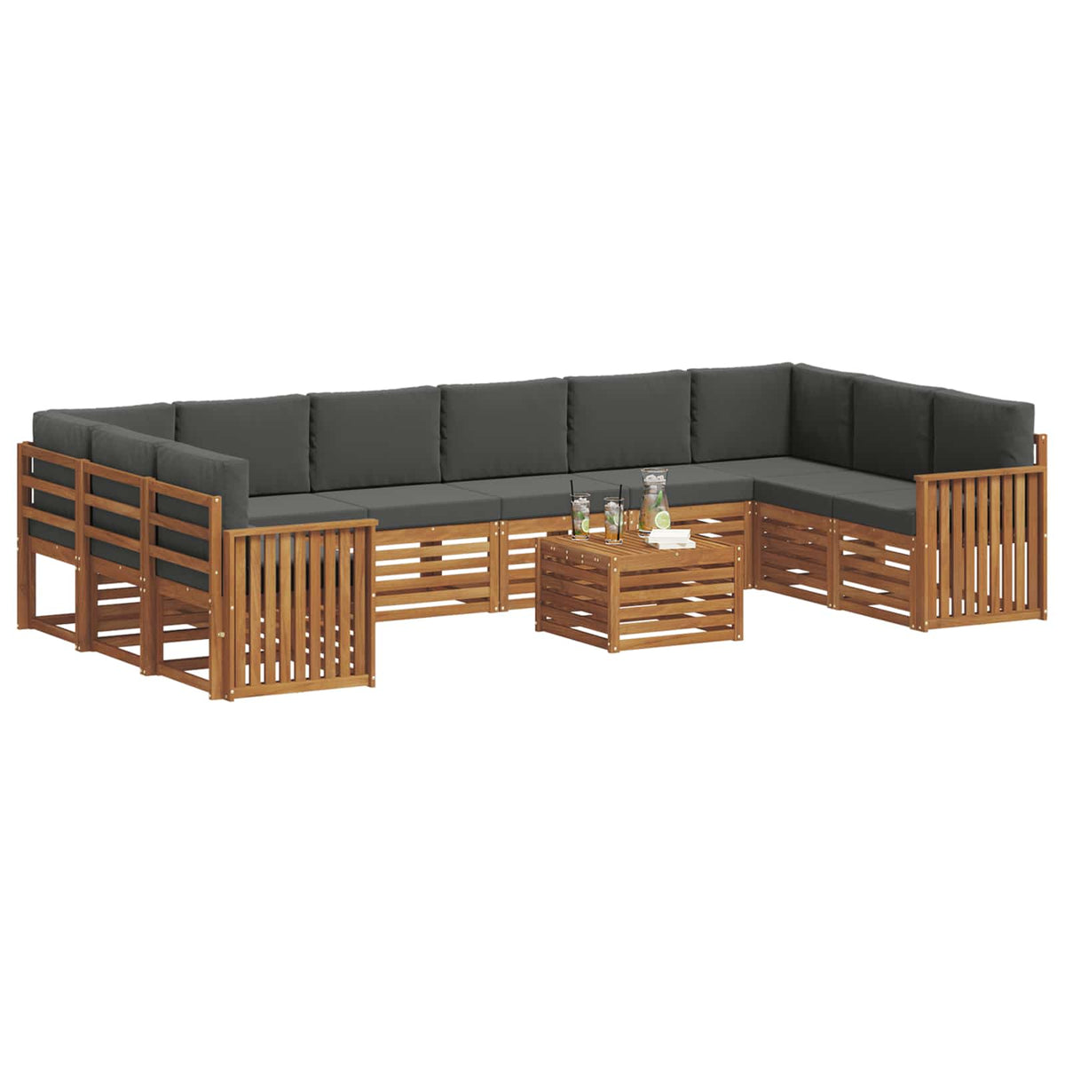 Set vanjskih sofa 11 kom. Prirodna i antracit