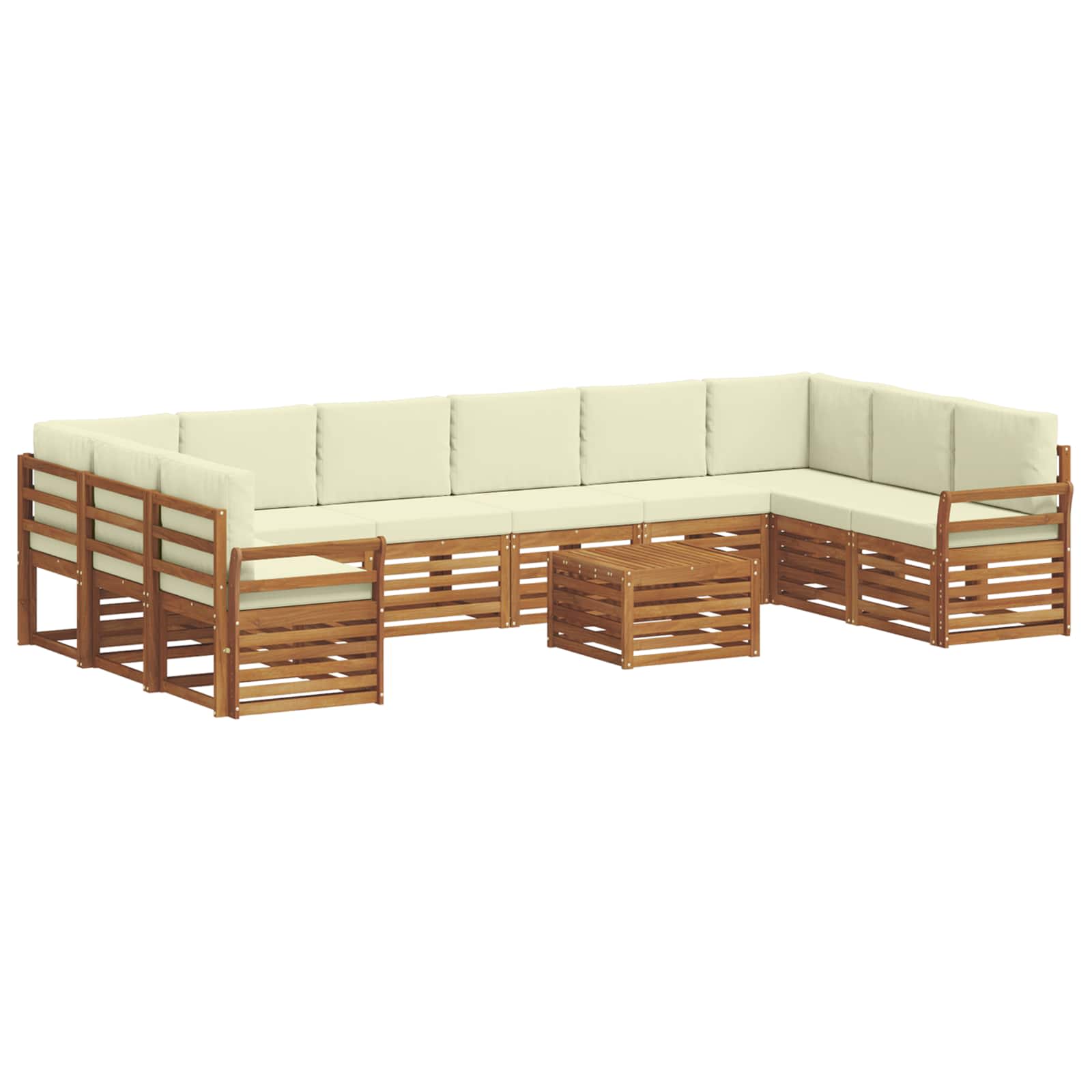 Set vanjskih sofa 11 pcs Prirodna i krem Čvrsto drvo akacije