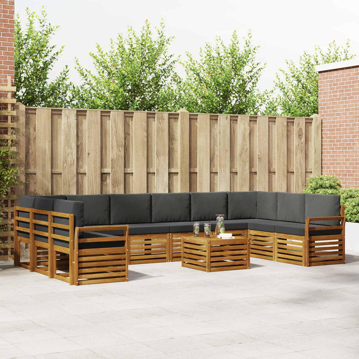 Set vanjskih sofa 11 kom. Prirodna i antracit
