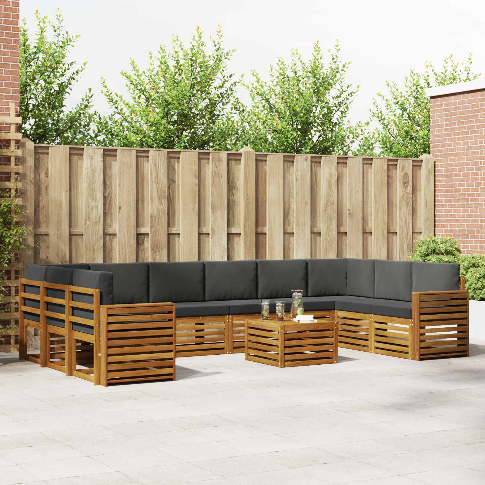 Set vanjskih sofa s jastukom 11 pcs Prirodna i antracit