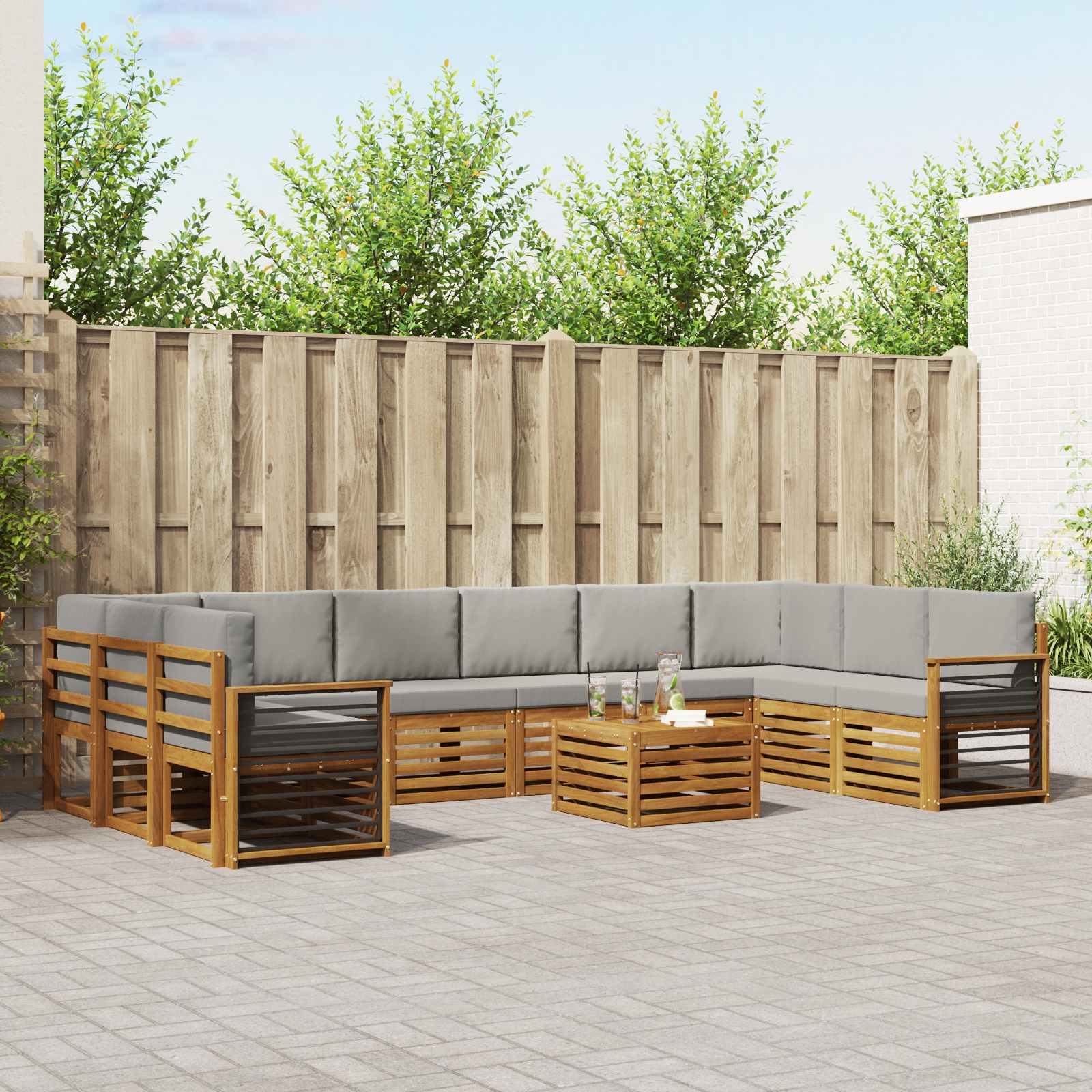 Set vanjskih sofa 11 kom. Prirodna i svijetlo siva