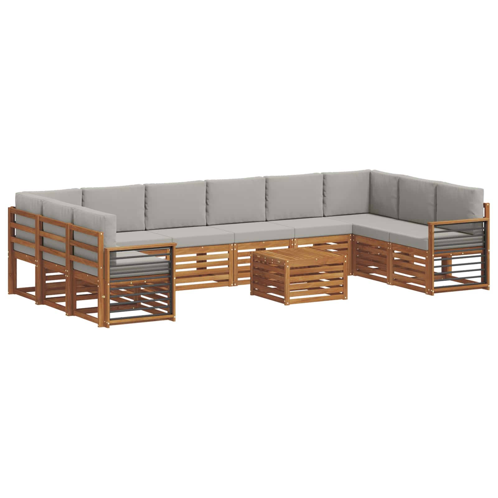 Set vanjskih sofa 11 kom. Prirodna i svijetlo siva