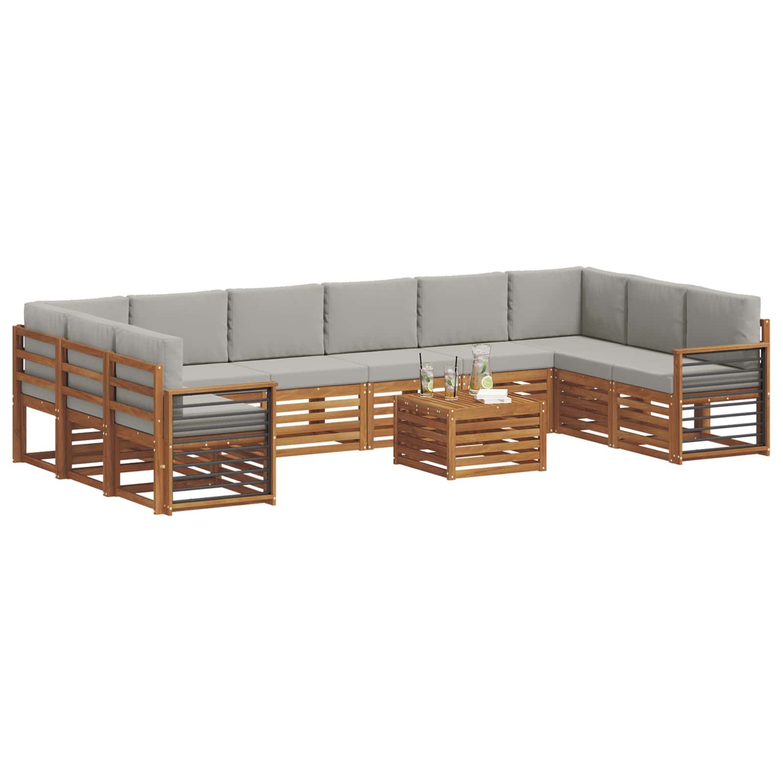 Set vanjskih sofa 11 kom. Prirodna i svijetlo siva