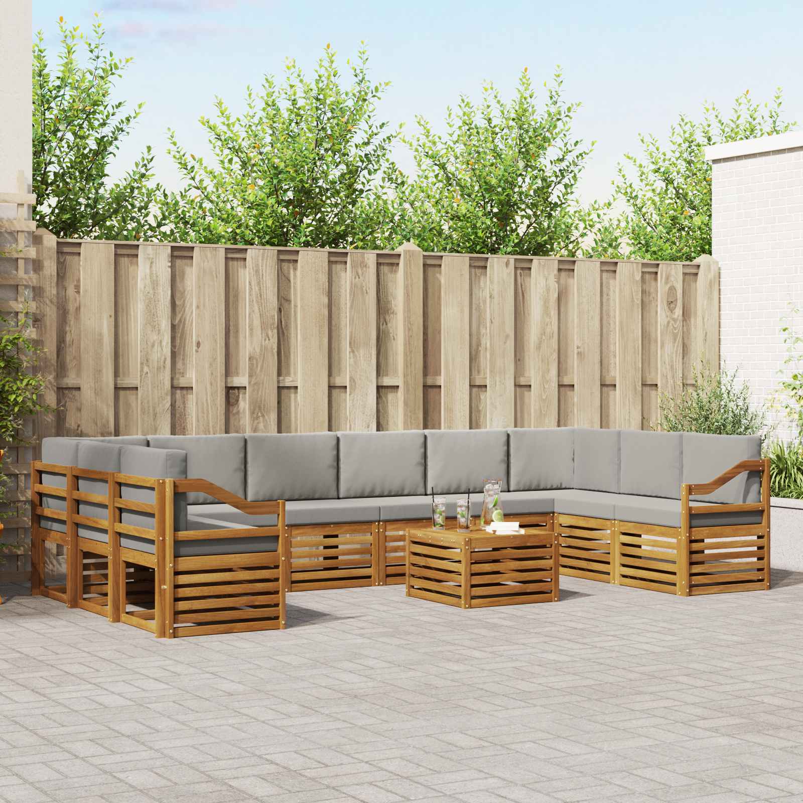 Set vanjskih sofa 11 kom. Prirodna i svijetlo siva